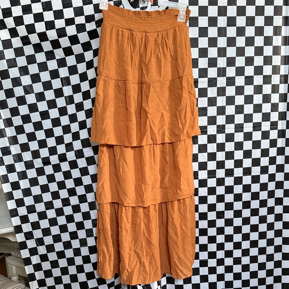 Elegant Orange Tiered Skirt